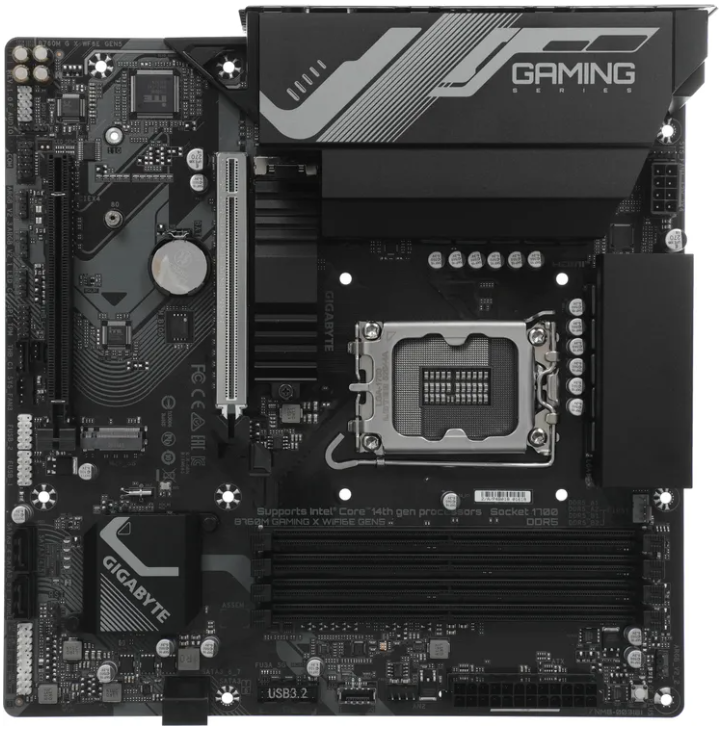 Материнская плата Gigabyte B760M GAMING X WIFI6E GEN Retail (Intel B760, S-1700, mATX, 4xDDR5-7600, 4xSATA, 2xM.2, 2xPCIEx16, 2.5Gb, WiFi/BT, HDMI/DP)