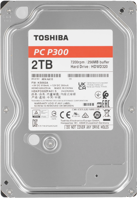 Жесткий диск 3.5" 2TB Toshiba P300 Series (HDWD320UZSVA) (7200об/м, 256MB, SATA600, для высокопроизводительных ПК, AF 4Kn) OEM