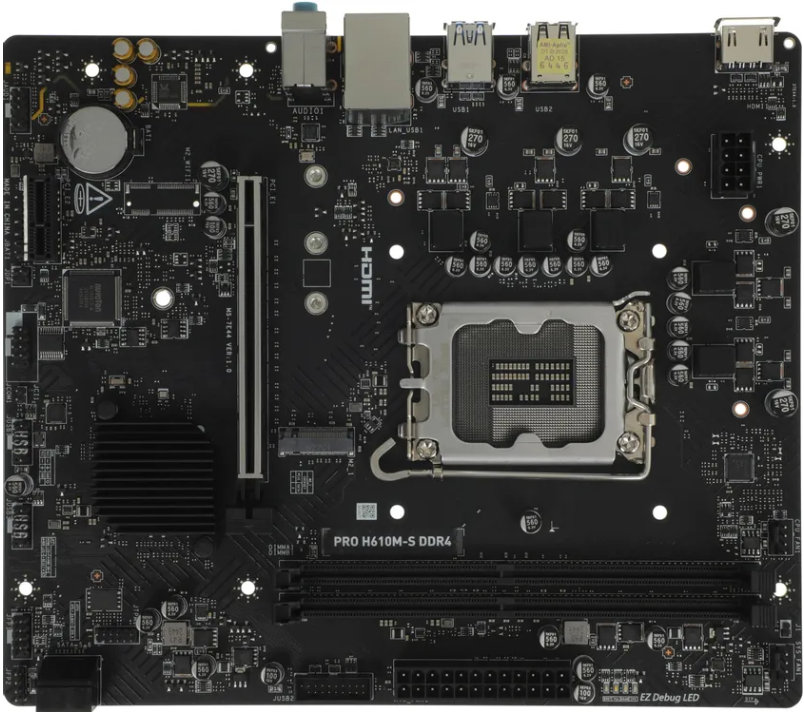 Материнская плата MSI PRO H610M-S DDR4 Retail (Intel H610, S-1700, mATX, 2xDDR4-3200, 2xSATA, 1xM.2, 1xPCIEx16, 1xPCIEx1, 1Gb, HDMI)