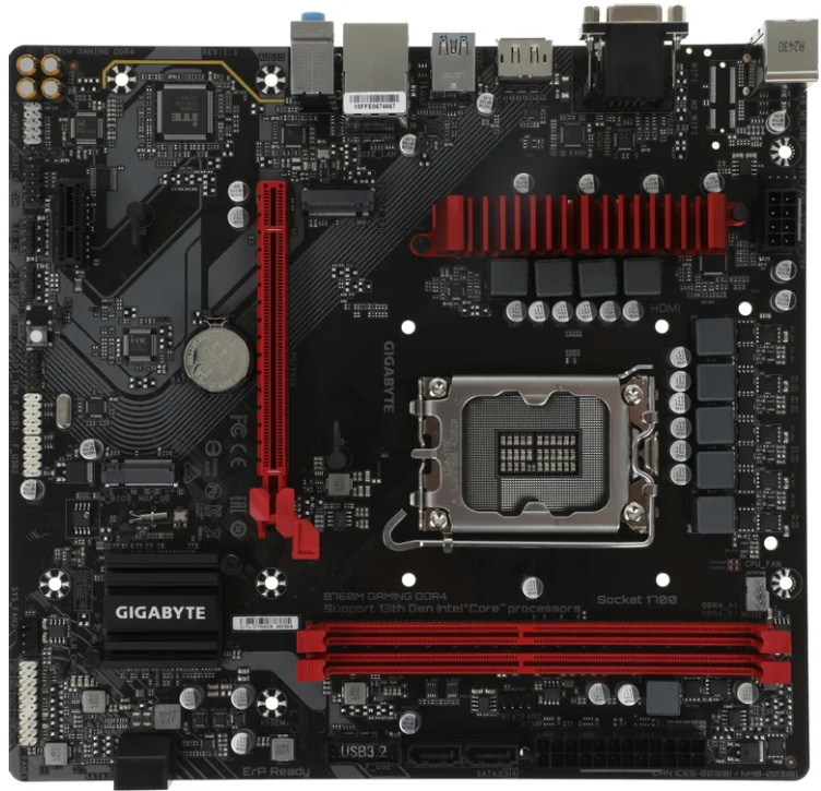 Материнская плата Gigabyte B760M GAMING DDR4 Retail (Intel B760, S-1700, mATX, 2xDDR4-5333*, 4xSATA600, 2xM.2, 1xPCIEx16, 1xPCIEx1, D-SUB/HDMI/DP)