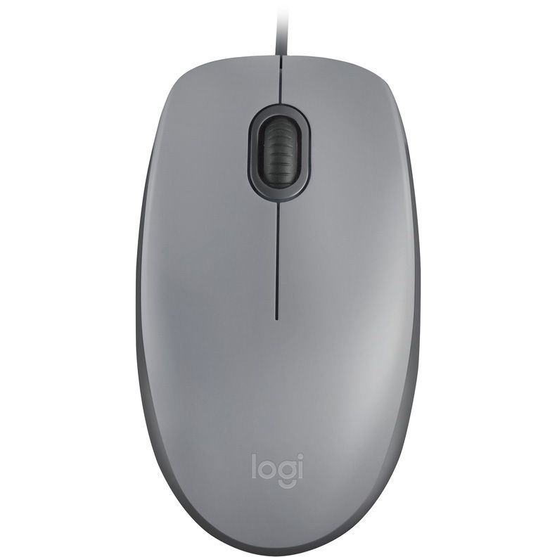 Мышь Logitech M110 Silent Mid Grey (серый, USB, оптика, 1000 dpi, 3 кл., 1.8 м, симметричный дизайн) [ 910-005490 ]